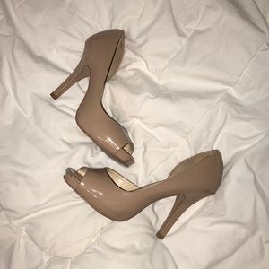 Nude peep toe heels
